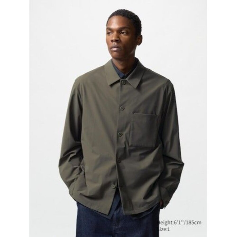 Men's Uniqlo Ultra Stretch Shirt Jacket In Olive Size XS